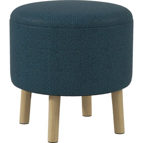 Blue Round Linen Storage Ottoman for Stylish Home Organization and Space-Saving Solutions