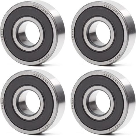 6201-2RS Ball Bearing 12 x 32 x 10 mm - Double Rubber Seal - ABEC 5 - Pre-lubricated Ball Bearing - Pack of 4 (1/5)