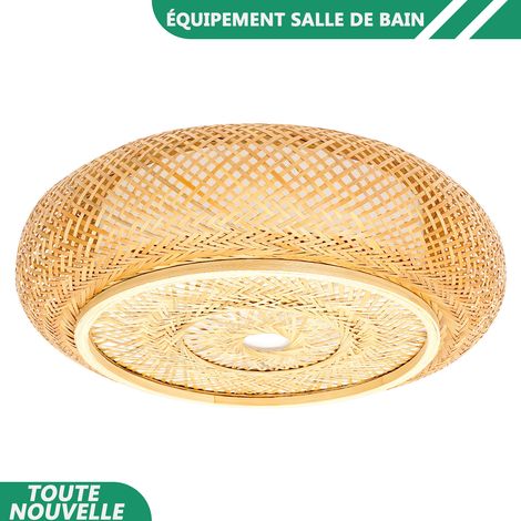 Round Lampe de plafond en rattan E27 19.7 6.29in Lampe de plafond en bambou Lampe de plafond tissée en bambou (1/5)