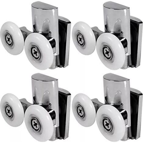 Roulettes pour Porte de Douche Coulissante en Verre – 23 mm, Kit 4 Roues (2 Haut + 2 Bas), Compatible Cabine Salle de Bains (1/5)