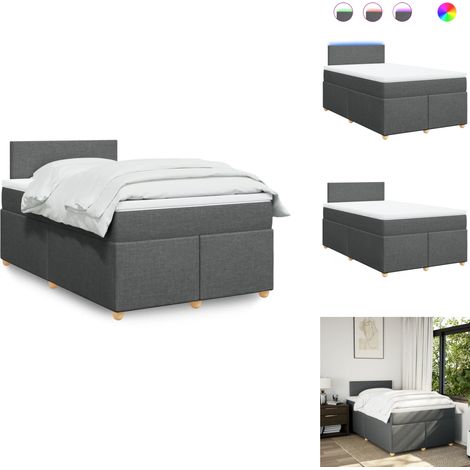 Sommier à lattes de lit avec matelas gris foncé 120x190cm tissu - Sommier À Lattes De Lit - Sommiers À Lattes De Lit - Lit - Meuble De Chambre À Coucher (1/5)