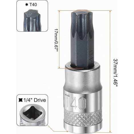 Torx Bit Socket T40 1/4 Inch Drive 1.46 Inch L (1/3)