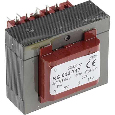 Transformateur pour circuit imprimé, Vin V c.a., Vout 15V c.a., 2 sorties, 6VA ( Prix pour 1 )