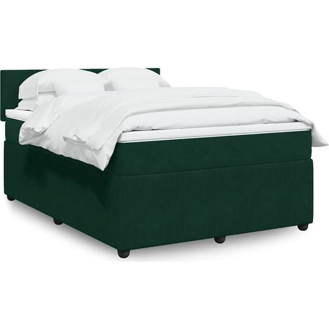 Boxspringbett mit Matratze Dunkelgrün 160x200 cm Samt