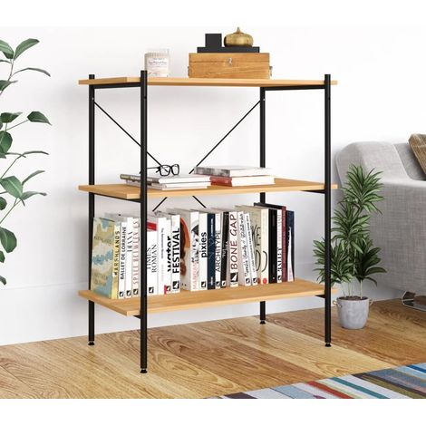 Étagère à 3 niveaux Étagère de Rangement - Armoire de Rangement Noir et chêne 80x40x92 cm BV627669 - BonneVie (1/5)