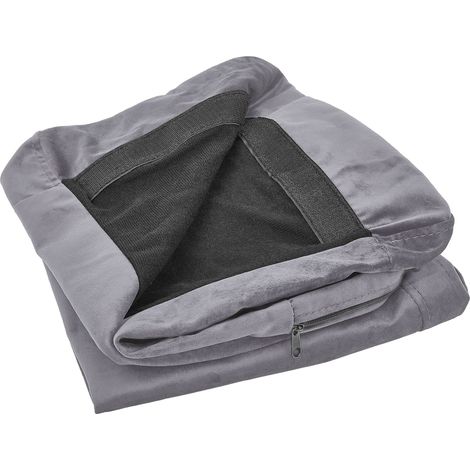 Housse Couvre Canapé 2 Places en Velours Gris Amovible et Lavable Entretien Facile Beliani