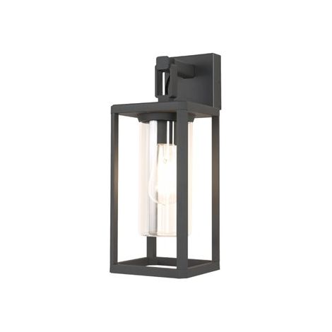 Mantra Lámpara de pared exterior ALPS negra tipo farol con cristal E27 IP65 (1/2)