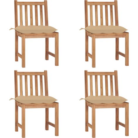 FIMEI Chaises de jardin 4 pcs avec coussins Bois de teck massif (1/5)