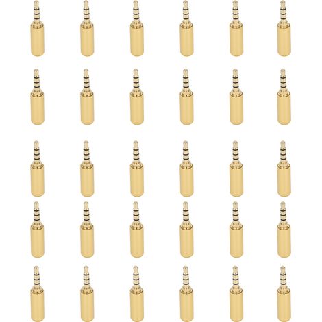 Lot de 30 connecteurs de casque symétriques à quatre pôles de 3,5 mm avec contacts de tête symétriques plaqués or de 3,5 mm et coques en aluminium. (1/5)