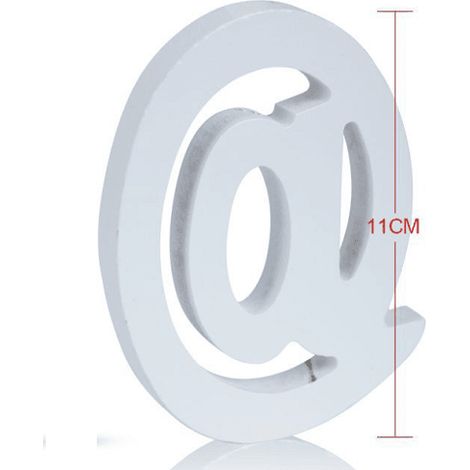 Letra @ arroba madera decorativo 11 cm  Blanco (1/2)