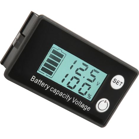 Indicateur de tension de batterie LCD à 2 fils avec pourcentage de charge pour batterie lithium-plomb-acide 768 V (rétroéclairage numérique blanc) (1/5)