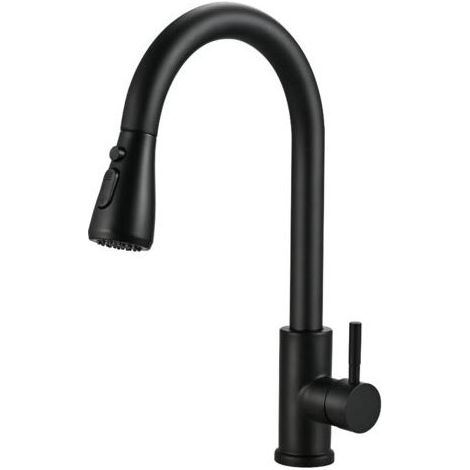 Robinet Cuisine Douchette Mitigeur Cuisine Pivotant à 360° d'Évier à Arc Élevé Robinet de Cuisine en Acier Inoxydable 3 Modes Pulvérisateur Extensible.Tuyau gratuit de 60 cm (Noir Mat) (1/5)