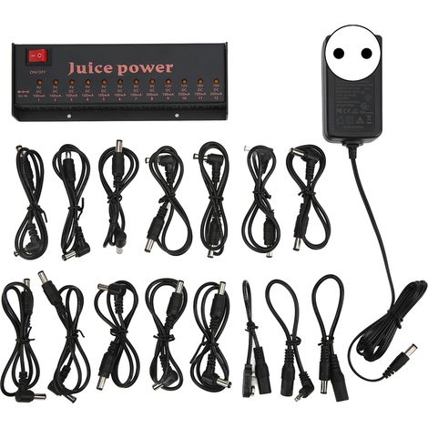 Alimentation pour Pédales de Guitare 12 Sorties Isolées 9V/12V/18V 100mA-500mA 100-240V EU (1/5)