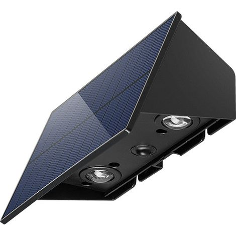 Aplique solar de pared exterior de doble cara, resistente al agua IP65, inalámbrico, panel de alta eficiencia, iluminación de pared para jardín. (1/4)