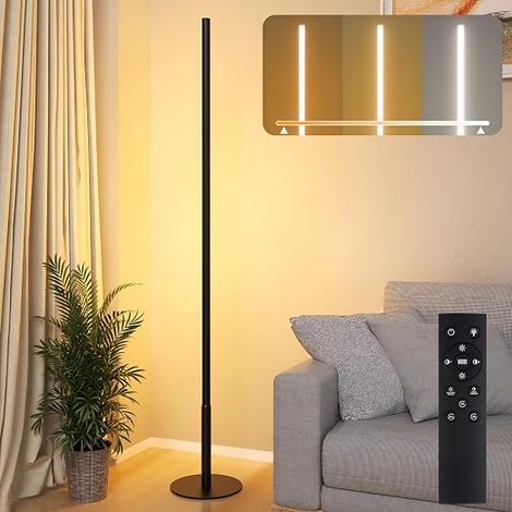 LED Floor Lamp Dimmable with Remote Control, Black, 147 cm (1/5)