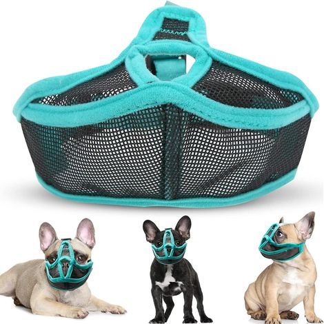 Muselière pour chien bouledogue – Maille réglable respirante – Anti-morsure et anti-aboiement – Confort optimal pour chiens à nez court (1/5)