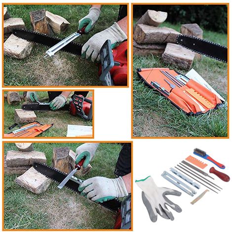 Kettensägenfeilen-Set, Kettensägenfeile, Werkzeugtasche, Kettensägenfeile, Stahlfeile (1/5)