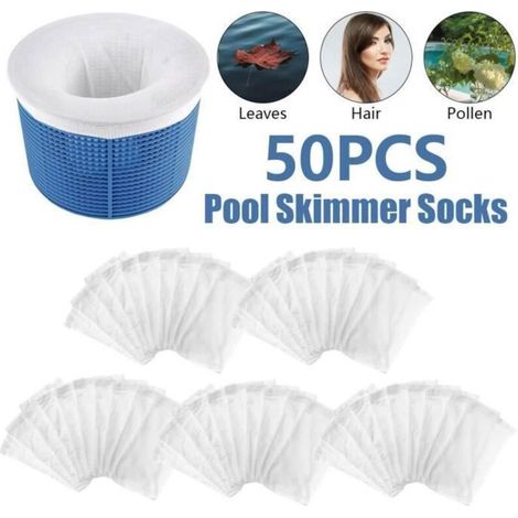 Packung mit 50 Poolskimmer-Socken. Entfernt effektiv Blätter. Inklusive Etikett. (1/3)