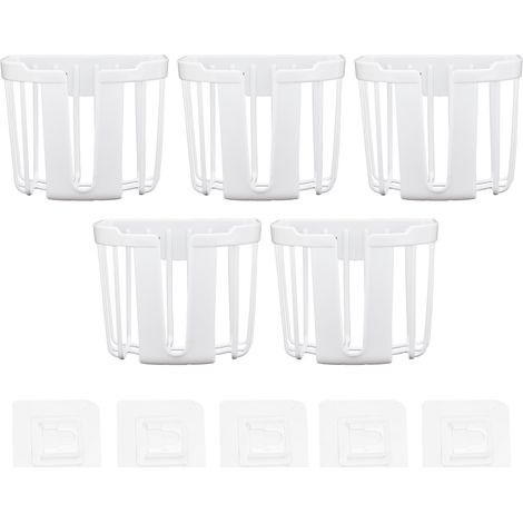 5 pièces Support mural adhésif pour rouleaux de papier toilette - Idéal salle de bain et cuisine - Blanc (1/5)
