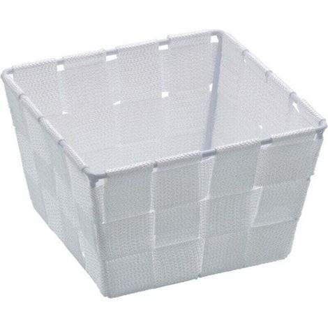 Petit panier salle de bain Adria Mini, rangement salle de bain, Polypropylène, 14x9x14 cm, blanc