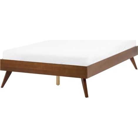 EU Double Size Bed Frame Dark Ash Wood MDF 4ft6 with Slatted Frame BERRIC (1/5)