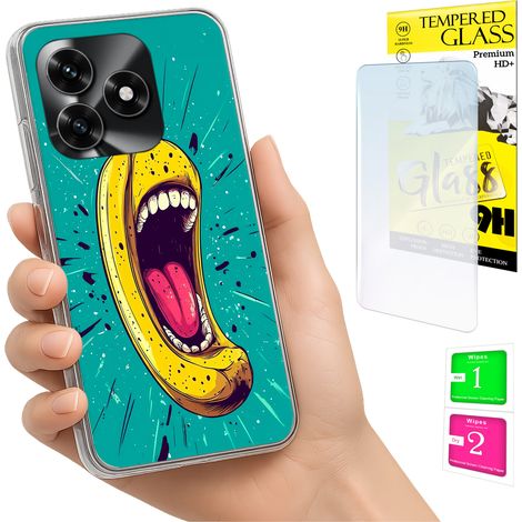 Coque pour Honor X5C Plus / X5C 4G avec photo, dos banane et verre 9H (1/5)
