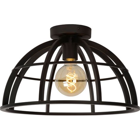 Plafoniera a semisfera in filo nera 40cm E27 Lucide (1/4)