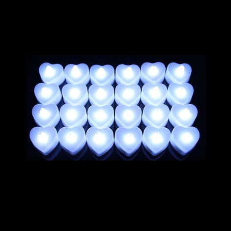 (96 lumières blanches en forme de cœur) Bougie LED sans flamme, bougeoir électronique alimenté par batterie, convient à une utilisation en intérieur.
