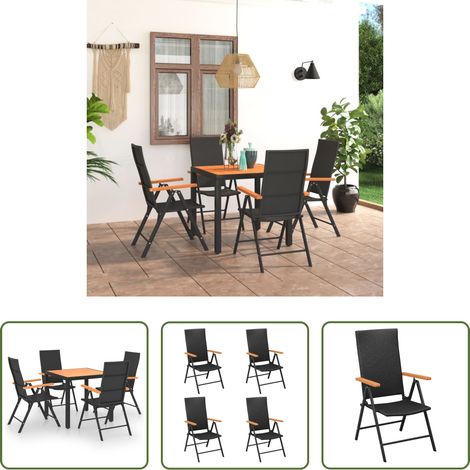 Chaise de jardin - Ensemble à manger de jardin 5 pcs noir et marron (1/5)
