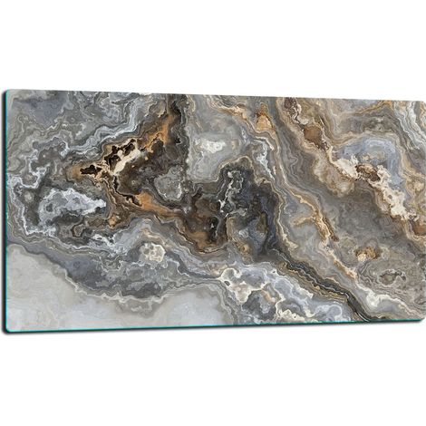 PLAQUE DE PROTECTION EN VERRE POUR CUISINIÈRE 90X52 MARBRE (1/5)