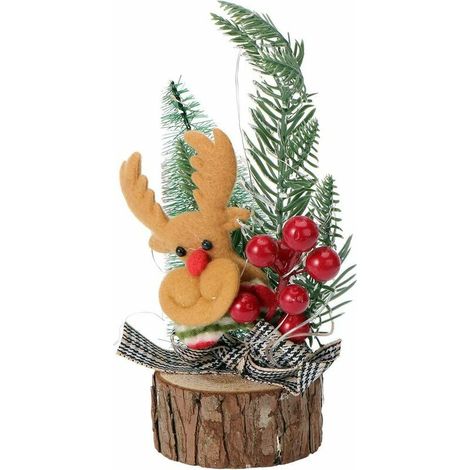 1 pièce de décoration de Noël en bois pour festival, décoration de bureau illuminée (1/5)