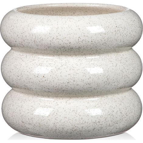 Pot en céramique blanc de 13 cm, petits pots de fleurs à bulles pour plantes grasses, pots de fleurs décoratifs modernes avec trou de drainage, style bohème pour intérieur et (1/5)