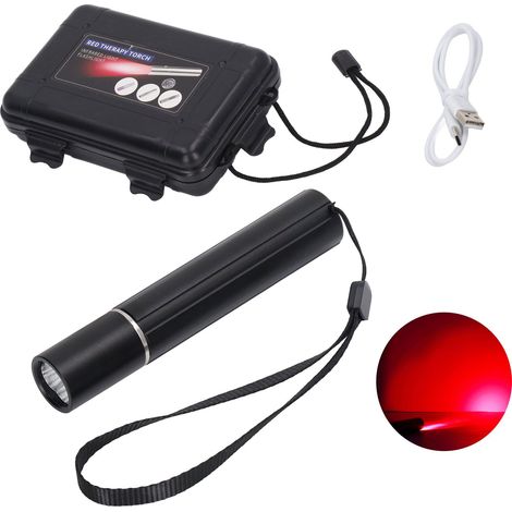 Lampe torche LED rouge infrarouge 630nm 660nm 850nm rechargeable 9W 2200mAh en alliage d'aluminium pour thérapie lumineuse portative