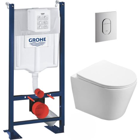Grohe – Pack WC Bâti-support autoportant – WC suspendu sans bride 49cm – Fixations invisibles – Abattant frein de chute – PROJECTINFINITIO8 (1/5)