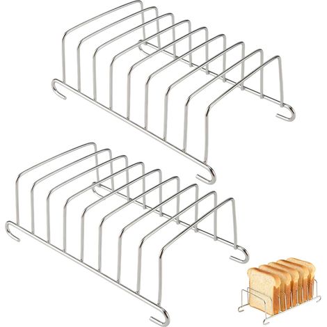 Set de 2 Grilles à Pain pour Friteuse Air, Porte Toast en Acier Inoxydable, Support pour Tranches de Pain Grillé, Idéal pour Pain, Hot-Dogs et Sandwiches, Pratique, Durable et Facile à Nettoyer (1/5)