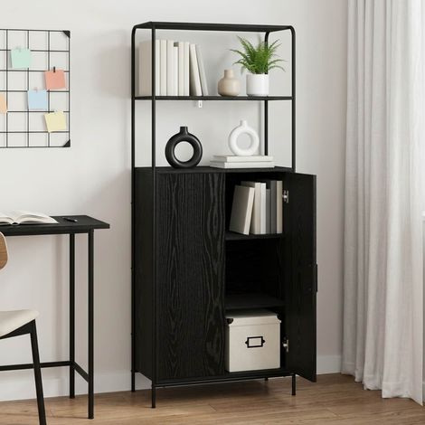 vidaXL Highboard Black Oak 65 x 33 x 161 cm Engineered Wood (1/5)