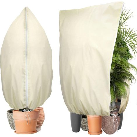 2PCS 180 x 120cm Housses de Protection pour Plantes, 80g/㎡ Sac de Protection pour Plantes avec Fermeture éclair et Cordon de Serrage Protection Contre Le Gel Contre Les la Neige (1/5)