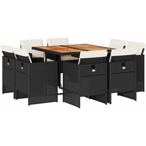 Maison Exclusive - Set de comedor de jardín 9 pzas y cojines ratá (1/5)