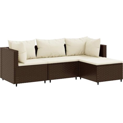 Maison Exclusive - Set Mobili da Giardino 4 pz con Cuscini in Polyrattan Marrone