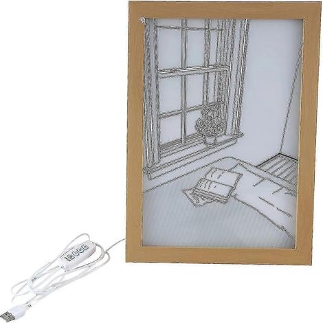Lámpara de mesita de noche USB con iluminación LED, lámpara de arte para pintar, decoración del hogar, luz nocturna con efecto de sol, ideal para cumpleaños. (1/5)