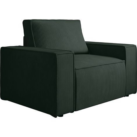 Fauteuil en velours côtelé vert sapin AMELIA
