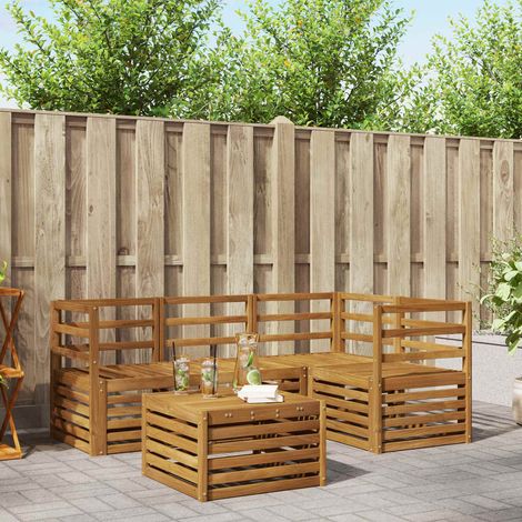 vidaXL Outdoor Sofa Set 5 pcs Natural Polyester (1/5)