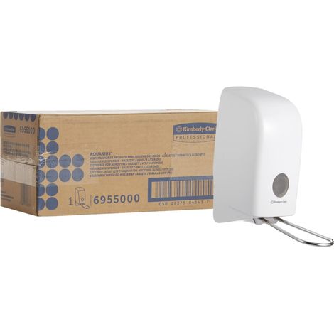 Kimberly Clark Aquarius Dispenser professionale di detergente per mani 6955, Per flaconi di sapone da 1 litro, Leva a gomito, Fissaggio a parete, Bianco (1/5)
