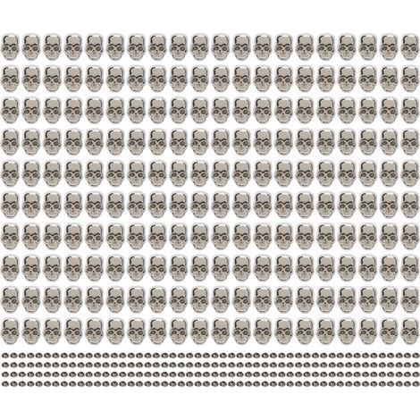 200 Rivets Tête de Mort Style Gothique, Accessoires à Clous pour Chaussures Vêtements Sacs DIY, Argenté (1/5)