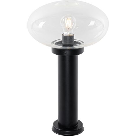 QAZQA Moderno Farola moderna de exterior negra 50 cm - Elly Acero inoxidable /Plástico Ovalada Adecuado para LED Max. 1 x 40 Watt