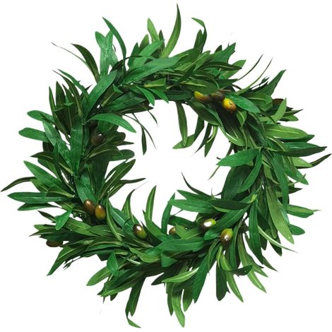 Guirlande En Feuilles D'olivier - Guirlande Artificielle 40 Cm - Pour Porte Extérieure Mur Intérieur Décoration Printemps Été Mariage - 1 Pièce (1/5)