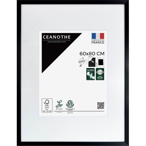 Cadre Photo Noir 60x80 cm et 80x60 cm - Convient au A2 et Affiche Poster – Baguette fine et minimaliste - Cadre Photo Wild en Résine recyclée, Fabriqué en France - Verre acrylique Incassable (1/5)