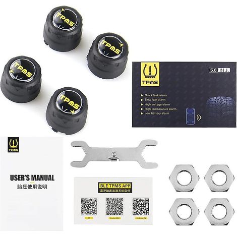 Capteur de pression des pneus externe universel TPMS Bluetooth 4.0 compatible iOS et Android. Installation facile (Bluetooth 5.0). (1/5)