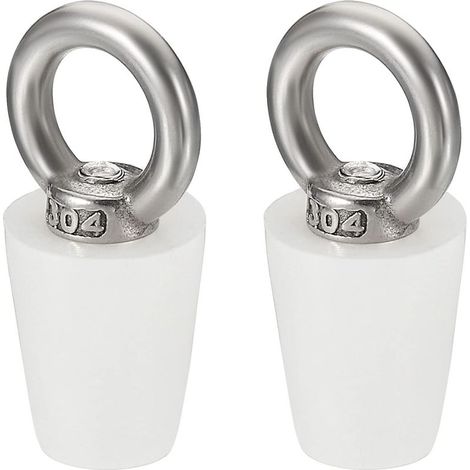 Bouchon Conique Bouchon en Caoutchouc de Silicone 11.5mm à 15.5mm Bouchon de Baignoire Solide avec Anneau pour Tubes à Essai, Conduite d'Eau, Trou de Drainage, Blanc 2 Pièces (1/5)