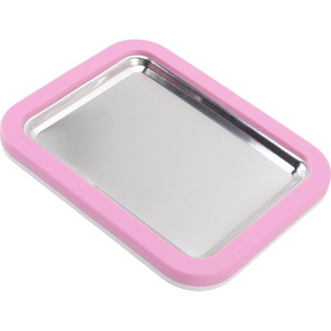 Machine à glace roulée artisanale en acier inoxydable, grande taille, sans branchement électrique, avec pelle en plastique rose. (1/5)